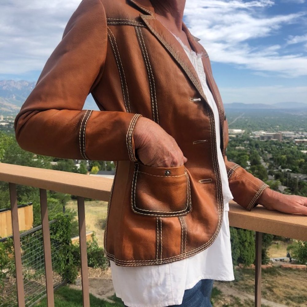 True Religion vintage look leather jacket. Sz S